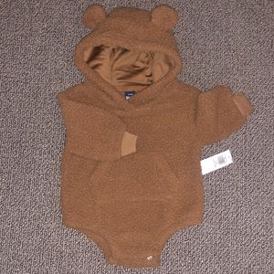 Cozy Baby Bear Fleece 🐻 Onesie 19-23” 7-12lbs New Warm With Ears 0-3M
